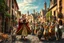 Placeholder: "The Cat Pied Piper of Hamelin, dressed in flowing, colorful Renaissance garments, playing a magical flute, followed by a majestic parade of cats in all sizes and colors, walking in perfect harmony along old cobblestone streets, Renaissance buildings with ivy, curious townsfolk leaning out of balconies with astonished faces, golden-hour lighting, high fantasy, highly detailed, 8K, hyper-realistic, magical realism --v 7 --ar 21:9 --style raw --q 2"