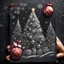 Placeholder: Hyper Realistic Christmas Celebration Sketch Card with dark background