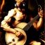 Placeholder: scratchart by albrecht durer of a bonobo playing a banjo, strings