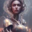 Placeholder: portrait,beautiful robotic sirene, post-apocalyptic in a cyberpunk city, realistic, intriacte detail, sci-fi fantasy style, volumetric lighting, particales,highly detailed, golden theme,princess look, highly detailed, disney look