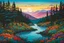 Placeholder: a dramatic, highly detailed painting of a lush Pacific Northwest forested river valley landscape in the pale light of dawn, in the style of Norval Morrisseau , vibrant natural colors, museum quality masterpiece