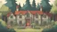 Placeholder: Cartoon oldschool house in forest