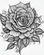 Placeholder: realistic rose tattoo idea, line art, background, vector, svg, black outline on white background, leave plenty of white space beetween lines for coloring, tattoo style, tattoo idea