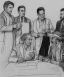 Placeholder: Pencil sketch of Four doctors are discussing ، on lined paper