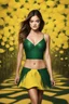 Placeholder: the Yellow Brick Road - head and shoulders portrait, Photorealistic, hyperrealism, Dazzling, Complex, dramatic, bold, attractive Lucy Hale, perfect, Athletic, toned body with tanned skin, perfectly formed body, Emerald City, extremely detailed, lipstick, eyeshadow, eyeliner, mascara, rouge