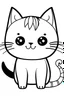 Placeholder: Prompt: Create a description of a cute male Kawaii cat with a black and white coat portrayed against a white background with clean lines. Design a coloring page appropriate for children to engage and color, emphasizing the cute features of the cat and the simplicity of the design for easy coloring.