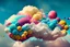 Placeholder: jumbo colour burst balls floating in clouds