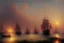 Placeholder: a medieval town by the sea at sunset by artist "Ivan Constantinovich Aivazovsky"