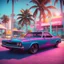 Placeholder: a low rider car with synthwave colors in Miami beach, sunshine, blue sky, biquini girls, art inspired in GTA VI game, cinematic light, intricate details, unreal engine 5