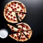 Placeholder: pizza, piano, black background