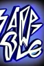 Placeholder: Write Text: "ZOMAC", Logo in Style of the doors, Black on White, Blue outlines, glowing