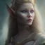 Placeholder: beautiful elf woman, Emilie de Ravin, wearing long cape over simple dress, uhd, ambient lighting, 4k, dark background --no hood