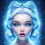 Placeholder: Snow white, crystal, beautiful, soft, blue light, star in background, blue eyes