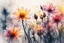 Placeholder: beautiful collection of flowers, melting watercolor and black ink outlines on wet paper, soft, shading strokes, in sunshine, ethereal, otherwordly, cinematic postprocessing, bokeh, dof