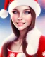 Placeholder: girl in Santa dress, close up portrait, Christmas, smiling