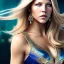 Placeholder: Katheryn Winnick, Cyborg warrior, light blonde hair, pixie hairstyle, cobalt eyes, waist up portrait, 8k resolution, intricate details, ornate details, soft lighting, vibrant colors, masterpiece, intricate eyeliner, dark eyeshadow, eyes, intricate tattoos, gradient background