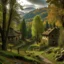 Placeholder: A serene and remote village surrounded by towering trees, where the scent of pine and the soothing rustle of leaves provide the backdrop for a charming, tranquil life