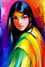 Placeholder: Beautiful girl!! Neo-impressionism expressionist style oil painting :: smooth post-impressionist impasto acrylic painting :: thick layers of colorful textured paint.