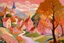 Placeholder: A pale pink village with a magic show painted by Paul Ranson