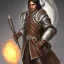 Placeholder: D&D character, male, long black hair, dark tan skin, artificer, holding gun, light armor, chain armor