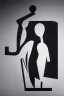 Placeholder: Logo, black ink on silver paper, pictogram of a person standing far from a group