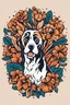 Placeholder: High quality Logo for a store specializing in home-roasted coffee beans using a dog illustration, New York, cool, hands down, nice, a lot of floral decoration, dynamism, high contrast,colorful