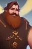 Placeholder: Medieval Fantasy Bearded strong man wearing a thick fur-lined merchant's coat, wearing gold rings, divine, halo, happy smiling, portrait, high definition, realistic, long hair, dynamic lighting, volumetric lighting, mustache, blond, arcane