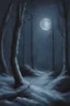 Placeholder: Winter Night, shades of blue, dark, moonlight forest