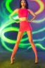 Placeholder: Full body portrait, painting, medium shot lady Spacecore volumetric nuclear waste glow skin-tight crop top and volumetric nuclear waste glow skin-tight miniskirt