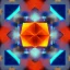 Placeholder: a blue metallic 4d cube inside a 4d orange rotating cube in a 4 dimension environment