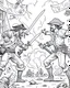 Placeholder: Sword Fight Showdown: Create an intense coloring page featuring a dramatic sword fight showdown between pirates, challenging artists to capture the energy of the battle.