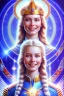 Placeholder: young cosmic woman smile, admiral from the future, one fine whole face, large cosmic forehead, crystalline skin, expressive blue eyes, blue hair, smiling lips, very nice smile, costume pleiadian,rainbow ufo Beautiful tall woman Galactic commander, ship, perfect datailed golden galactic suit, high rank, long hair, hand whit five perfect detailed finger, amazing big blue eyes, smilling mouth, high drfinition lips, cosmic happiness, bright colors, blue, pink, gold, jewels, realistic