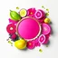 Placeholder: Round picture frame in the colors of dragon fruit on a light background to remove