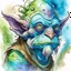Placeholder: dnd, fantasy, watercolour, humongous strokes, stylistic, portrait, illustration, furry, alien personable face