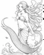 Placeholder: A real simple l mermaid, coloring image,