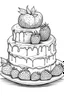 Placeholder: Cake strawberry kids coloring book sketch