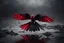 Placeholder: bird, broken wings, dark red feathers, pools of red, black and gray colors, surreal mood, kife and passing away, etheral, natur,, abstract background, pain, loneliness, despair, gray plain wall, cinematic, masterpiece