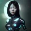 Placeholder:  portrait, asian, woman, robot, beautiful, cybernetic, volumetric lighting, dust particles, post-apocaliptical, green eyes, long black hair, ultrahd, 8k, high quality, highly detailed,intricate details, deep