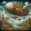 Placeholder: Surreal Cubist Dreamscape; by Picasso, Yerka, surreal Blimp, clouds, Wonderland