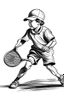 Placeholder: A black and white image of a classic tennis player KIDS performing a backhand swing on a grass court. Style: Vintage Photography, Mood: Timeless and Skillful, Lighting: Sunlight with soft shadows, T-shirt design graphic, vector, contour, white background.