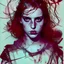 Placeholder: Singer Danish MØ face, illustration in the style of <arthur rackham> <Yoji Shinkawa> <John Kenn Mortensen> <kilian eng>, darkred tones,