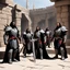 Placeholder: Four Klingon warriors gather in the stone courtyard of a fortress on Qo'noS, checking their traditional weapons before the battle. On the left, a warrior tests the weight of his massive bat'leth, while his comrades sharpen their d'k tahg daggers and mek'leth blades. Armor of leather, fur and spiked steel, braided hair, and banners of the Empire blowing in the cold mountain wind. No phasers. No mercy. Only Kahless' legacy. Inspired by Star Trek TNG / DS9 Klingon culture.