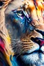 Placeholder: "lion", clean design, epic Instagram, art station, splash of colorful paint, contour, ((solid white background)), closeup, looking into camera, hyperdetailed intricately detailed, unreal engine, fantastical, cinema lighting, intricate detail, splash screen, complementary colors, fantasy concept art, 8k resolution, DeviantArt masterpiece, watercolor, paint dripping