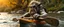 Placeholder: ancient ogre troll in kayak in stream