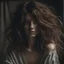 Placeholder: beautiful woman with messy hair covering her face