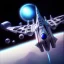 Placeholder: Spaceship, metalic color, hyper realistic, blur