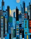 Placeholder: A grayish blue twilight city painted by Stuart Davis