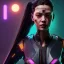 Placeholder: Cyberpunk look character style , pretty cyber woman, futuristic, rounded face, blood, black, gold, brown, samurai dress, decorative color feathers, simetric, circuits, neon style, a lot of led lights, fog, rain, vibrant color, highly detailed, art stations, concept art, smooth, unreal engine 5, god rays, ray tracing, RTX, lumen lighting, ultra detail, volumetric lighting, 3d, finely drawn, high definition, high resolution.