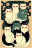 Placeholder:  a group of cats that are on top of each other, a poster by Nōami, ukiyo-e, anime aesthetic, minimalist.