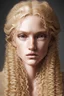 Placeholder: Beautiful Moroccan woman, 40 years old, wavy hair, beautiful big , symmetrical eyes, blond hair, painterly style, detailed, 8k, by Ashley Wood. --ar 2:3 --stop 80 --uplight
